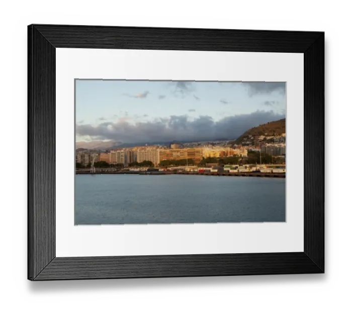 Framed Print : Spain, Canary Islands, Tenerife. Early morning port view of Muelle Sur area