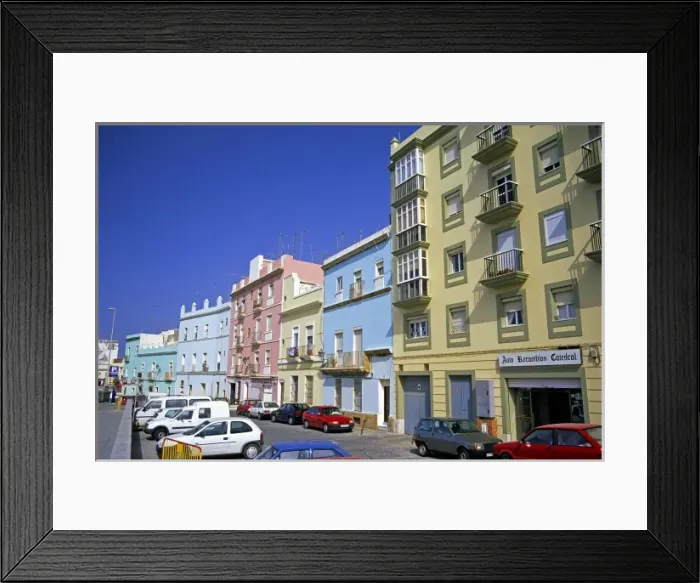 Framed Print : Colorful housing in Cadiz, Spain