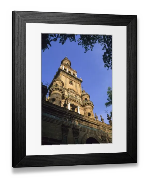 Framed Print : Tower at Plaza De Espana in Seville, Spain Framed Print : Tower at Plaza De Espana in Seville, Spain
