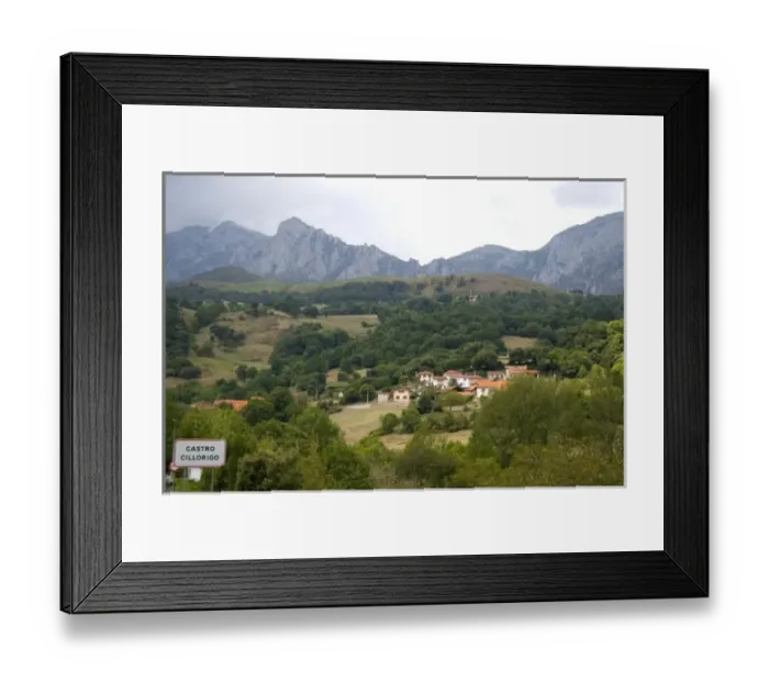Framed Print : Residential homes in the Picos de Europa near Potes, Liebana, Cantabria, northwestern Spain