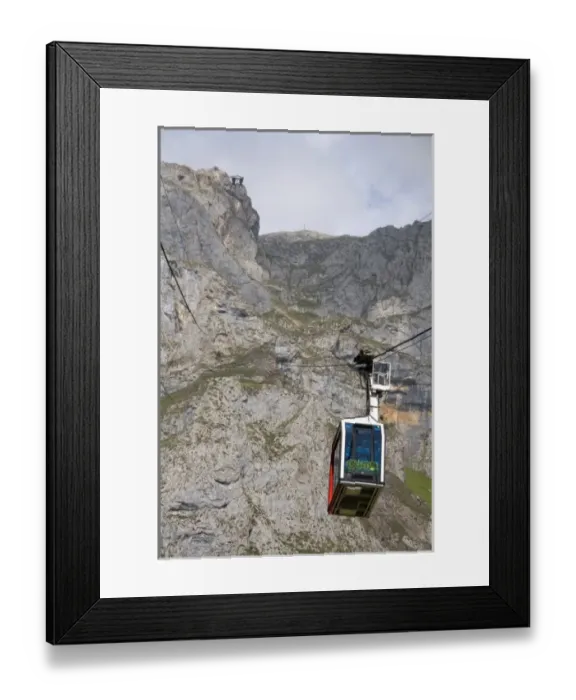 Framed Print : Aerial tramway in the Picos de Europa at Fuente De, Liebana, Cantabria, northwestern Spain