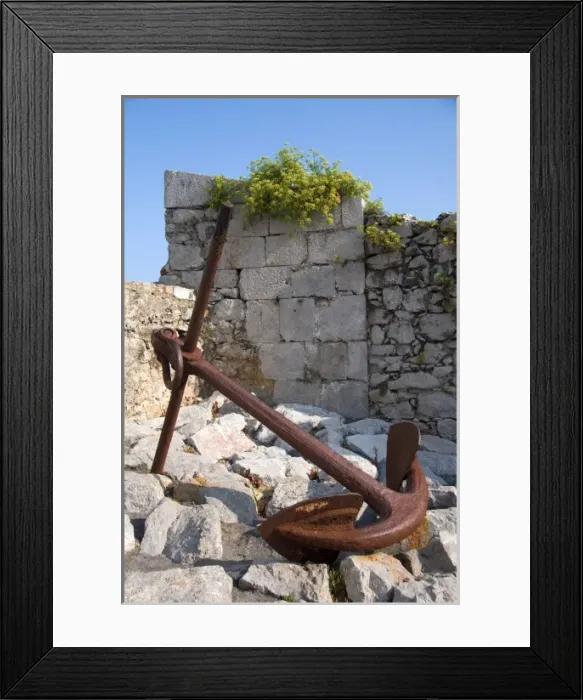 Framed Print : Large boat anchor in the harbor at Llanes, Spain Framed Print : Large boat anchor in the harbor at Llanes, Spain