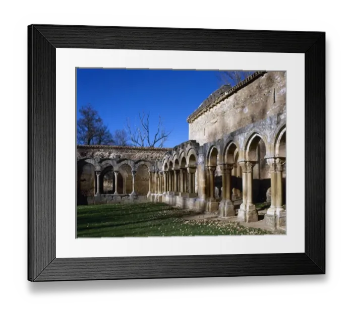 Framed Print : Romanesque Art. San Juan de Duero. View of the cloister. XIII century. It contains Framed Print : Romanesque Art. San Juan de Duero. View of the cloister. XIII century. It contains