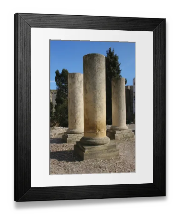 Framed Print : Spain. Tarragona. Roman Forum. 2nd century B. C Corinthian columns of porch square