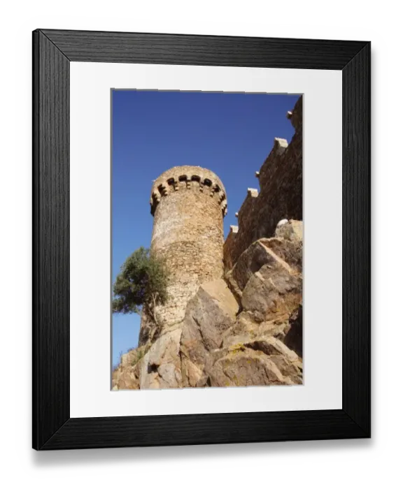 Framed Print : Spain. Catalonia. Tossa de Mar. Wall and tower of the Walled old village