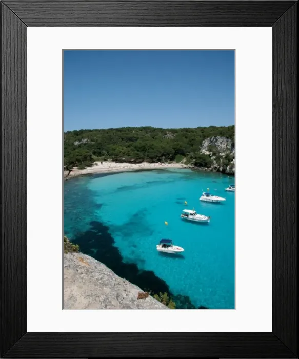 Framed Print : Sailboat. Balearic Islands. Menorca Island. Cala Macarella. Landscape coast. South island Framed Print : Sailboat. Balearic Islands. Menorca Island. Cala Macarella. Landscape coast. South island