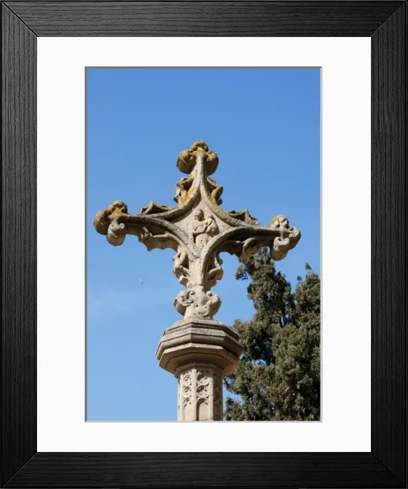 Framed Print : Monastery of Sant Cugat. Cross. Catalonia. Spain