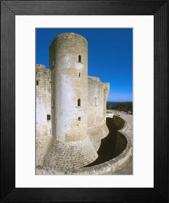 Framed Print : Bellver castle. Gothic style building dating from XIII century. Partial view from outside