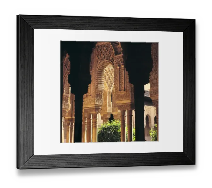 Framed Print : Europe, Spain, Granada. Shadow and light play off the marble columns in the Court of the Lions Framed Print : Europe, Spain, Granada. Shadow and light play off the marble columns in the Court of the Lions