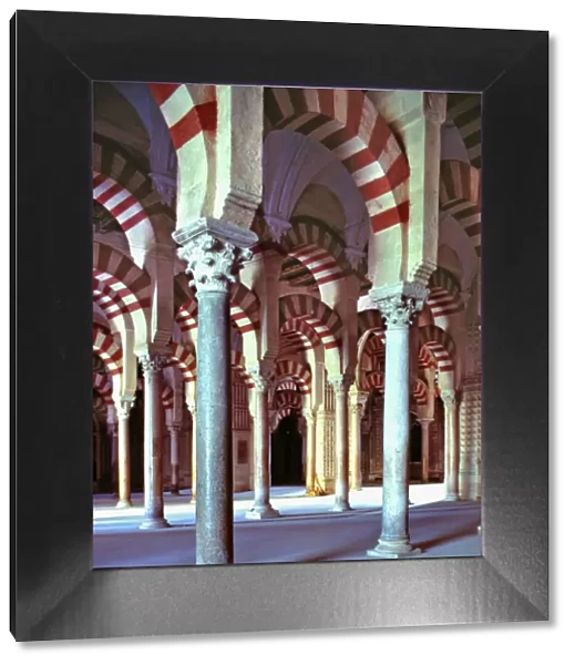 Europe, Spain, Cordoba. There are 856 red-and-white columns in the Mesquite in Cordoba