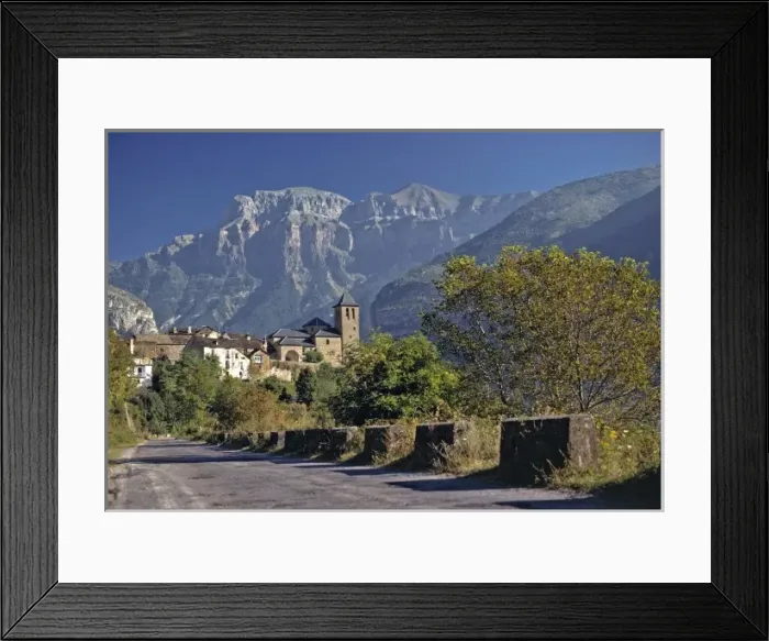 Framed Print : Europe, Spain, Torla. The quaint village of Torla, a World Heritage Site, sits beneath