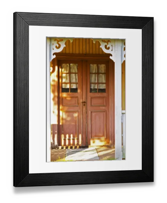 Framed Print : Traditional style Swedish wooden painted house. A door Smaland region. Sweden, Europe Framed Print : Traditional style Swedish wooden painted house. A door Smaland region. Sweden, Europe