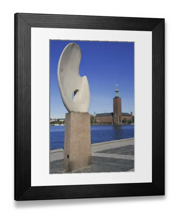 Framed Print : Sweden, Stockholm. Modern art and traditional architecture in Riddarholmen Plaza Framed Print : Sweden, Stockholm. Modern art and traditional architecture in Riddarholmen Plaza