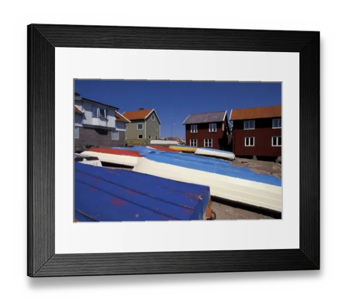 Framed Print : Sweden, Bohuslan Region, Smogen. Red vacation cottages Framed Print : Sweden, Bohuslan Region, Smogen. Red vacation cottages