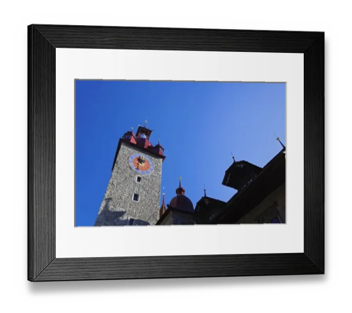 Framed Print : Skyward view Town Hall clock tower, built in Italian Renaissance style, Lucerne Framed Print : Skyward view Town Hall clock tower, built in Italian Renaissance style, Lucerne