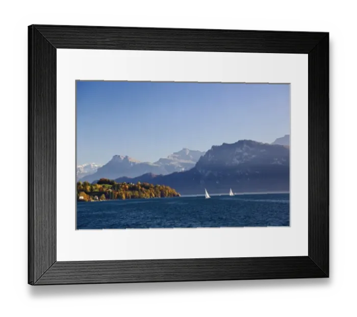 Framed Print : Sailboats on Lake Lucerne and autumn colors, Lucerne, Switzerland