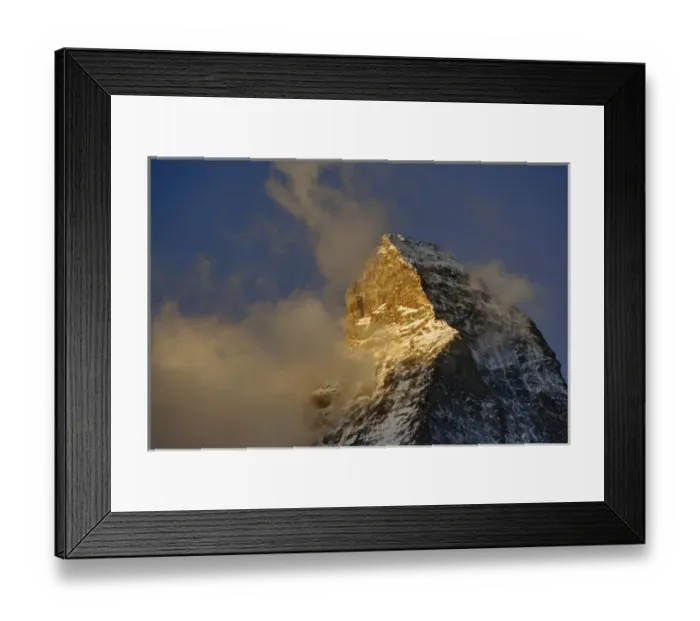 Framed Print : Clouds around the summit of the Matterhorn at sunrise, Zermatt, Switzerland