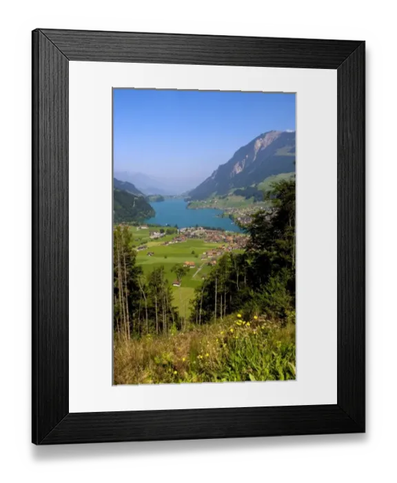 Framed Print : Panoramic from above mountain of beautiful village of Brunig in Swiss Alps of Switzerland