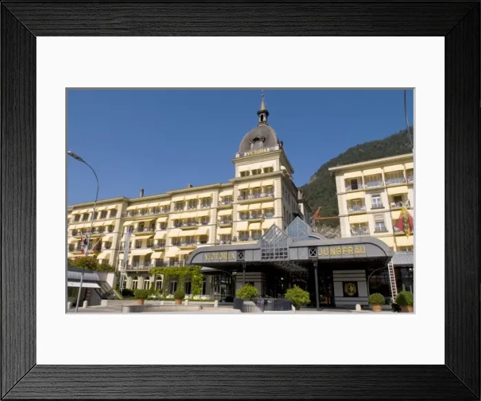 Framed Print : Grand Hotel Victoria Jungfrau expensive exclusive hotel in Interlaken Switzerland Europe Framed Print : Grand Hotel Victoria Jungfrau expensive exclusive hotel in Interlaken Switzerland Europe