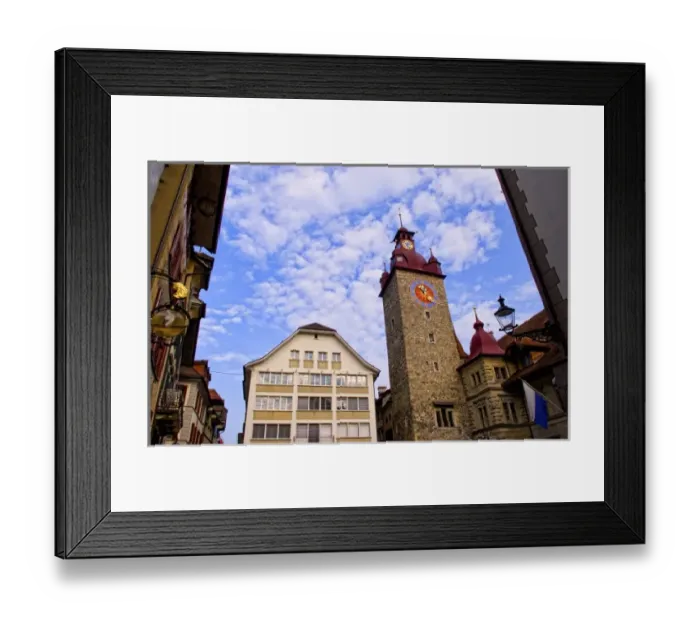 Framed Print : Downtown city scene of Lucerne Switzerland for tourists in Luzern