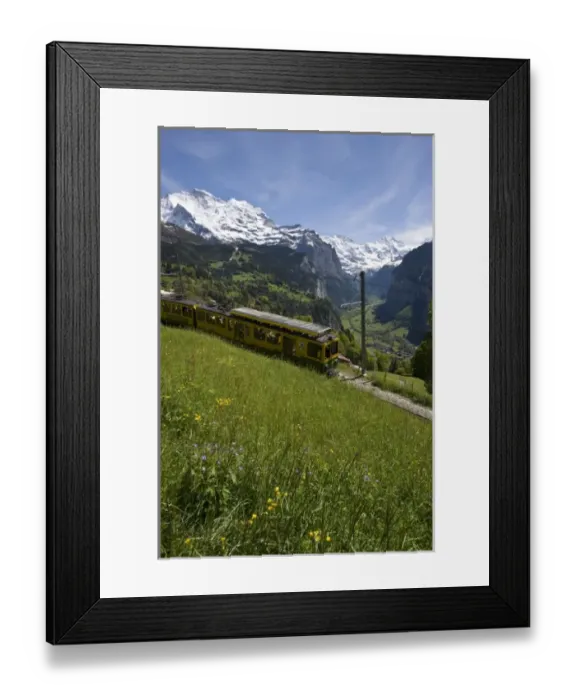 Framed Print : Cog rail train, Jungfrau, Lauterbrunnental, Canton Bern, Alps, Switzerland Framed Print : Cog rail train, Jungfrau, Lauterbrunnental, Canton Bern, Alps, Switzerland