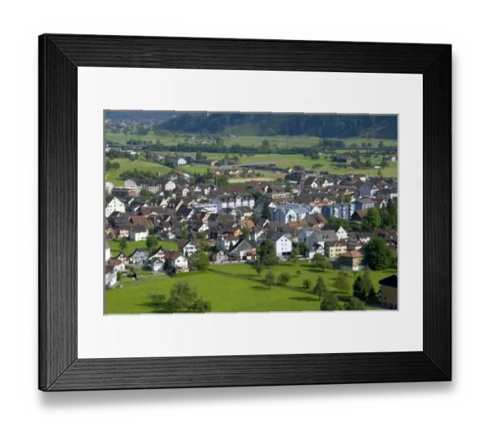 Framed Print : A view of Walenstadt with the Swiss Alps in the background Framed Print : A view of Walenstadt with the Swiss Alps in the background