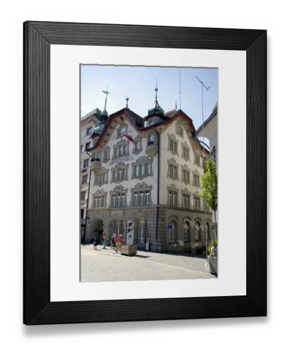 Framed Print : City Hall and Street scene in Einsiedeln, Switzerland Framed Print : City Hall and Street scene in Einsiedeln, Switzerland