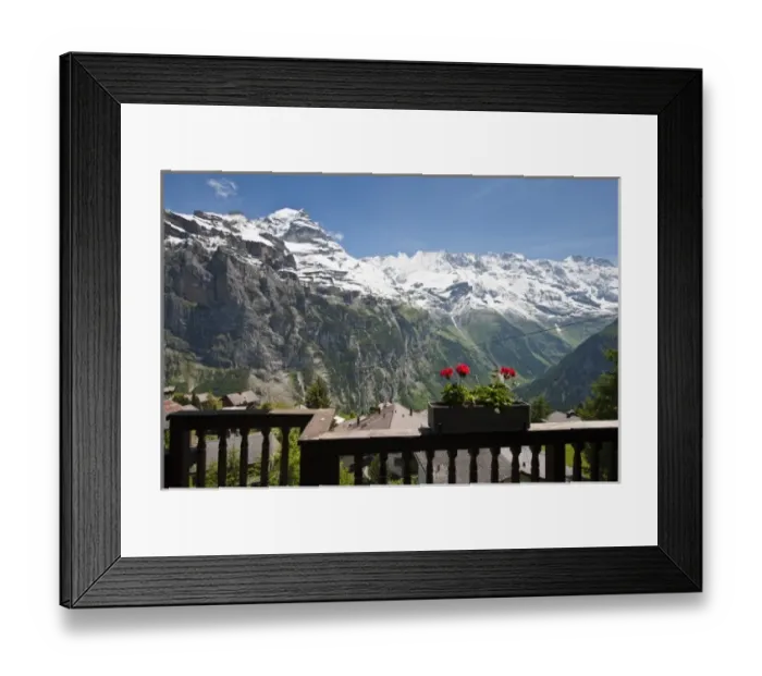 Framed Print : Jungfrau Region, Switzerland. Jungfrau massif from Murren Framed Print : Jungfrau Region, Switzerland. Jungfrau massif from Murren