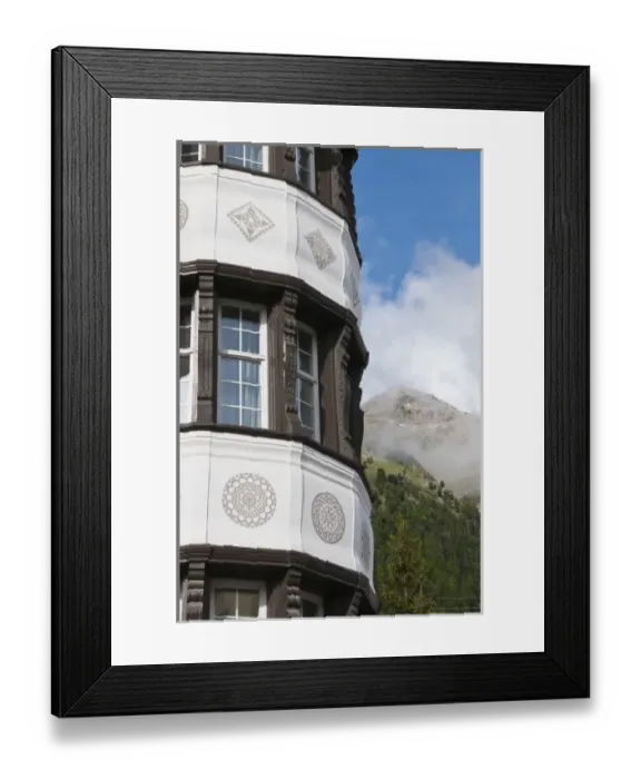 Framed Print : Pontresina, Switzerland. Swiss architecture