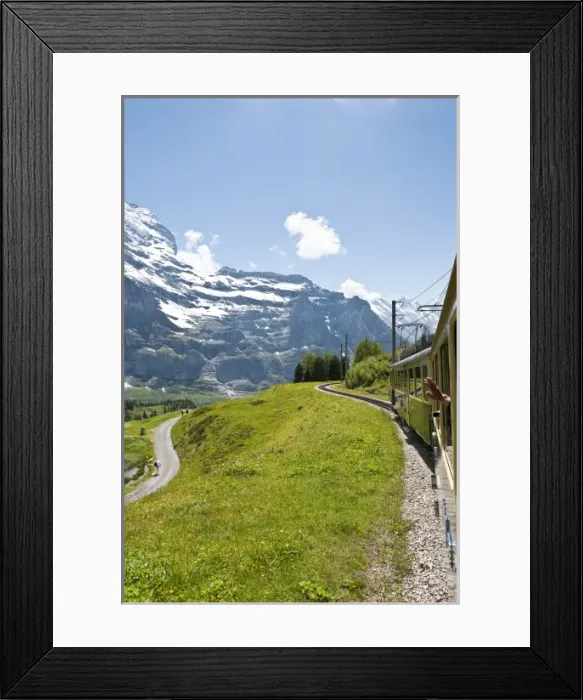 Framed Print : Jungfrau Region, Switzerland. Hiking below the Jungfrau massif from Kleine Scheidegg Framed Print : Jungfrau Region, Switzerland. Hiking below the Jungfrau massif from Kleine Scheidegg