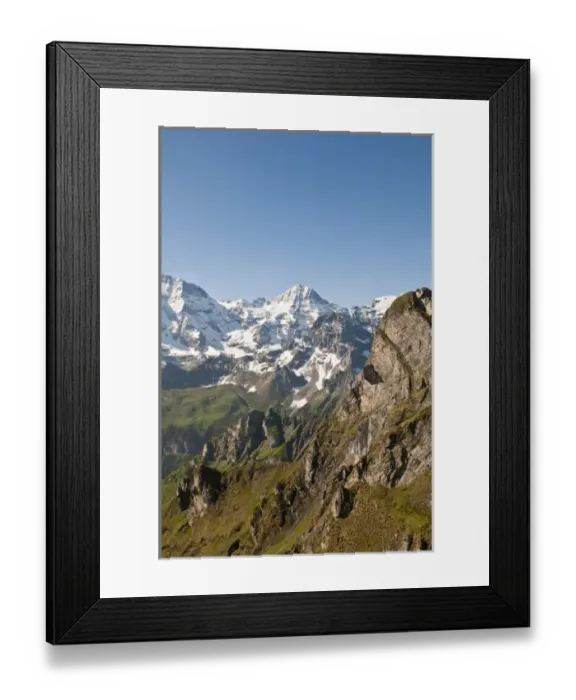 Framed Print : Jungfrau Region, Switzerland. Jungfrau massif from Schilthorn Peak