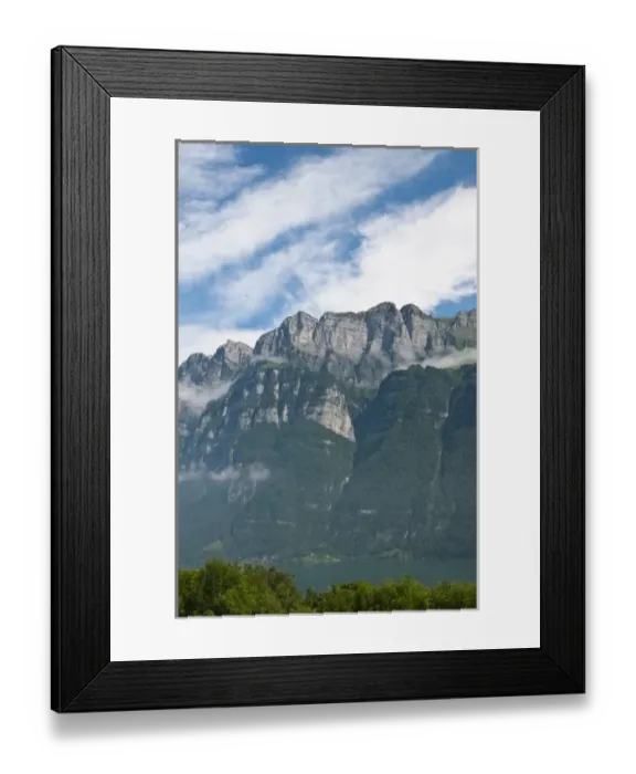 Framed Print : Switzerland. Cliffs above Walensee Lake