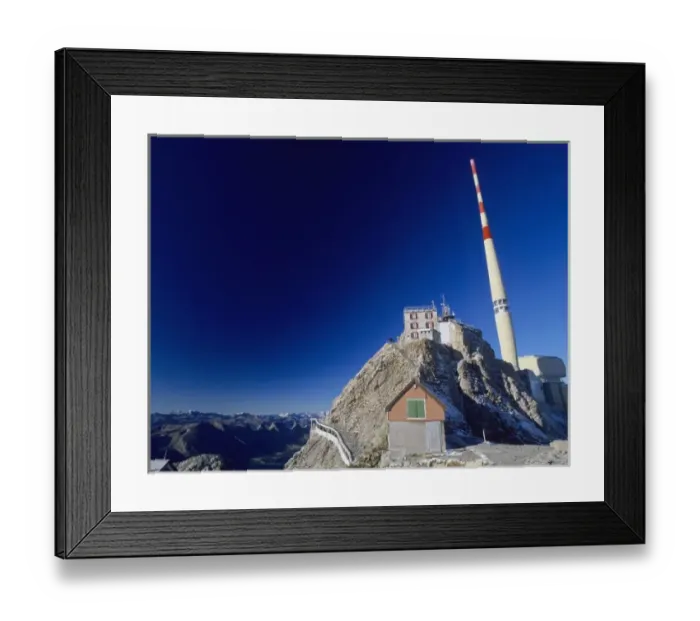 Framed Print : Saentis peak with radio tower, Appenzell, Switzerland Framed Print : Saentis peak with radio tower, Appenzell, Switzerland