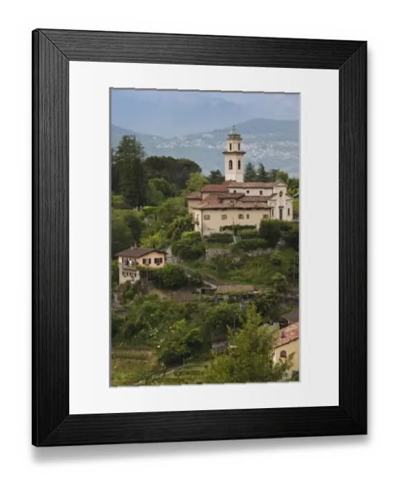 Framed Print : Switzerland, Ticino Canton, Carabbia. Town church