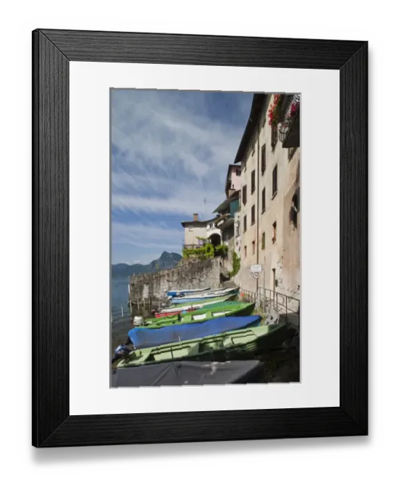 Framed Print : Switzerland, Ticino Canton, Gandria. Lakefront buildings Framed Print : Switzerland, Ticino Canton, Gandria. Lakefront buildings