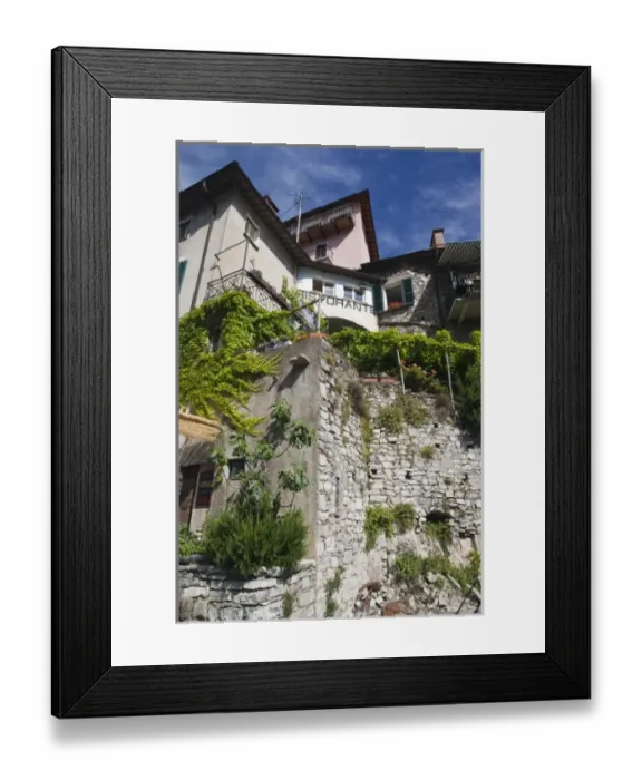 Framed Print : Switzerland, Ticino Canton, Gandria. Lakefront buildings
