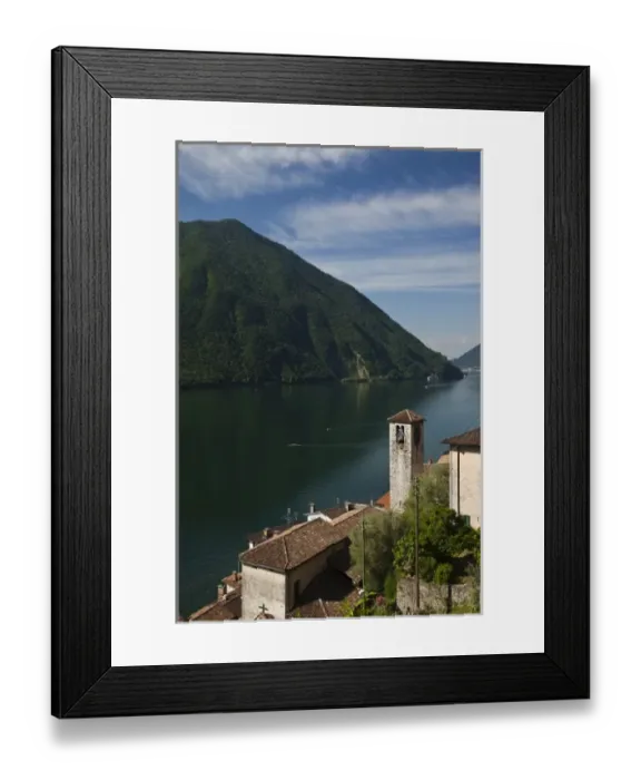 Framed Print : Switzerland, Ticino Canton, Gandria. Town church of Gandria