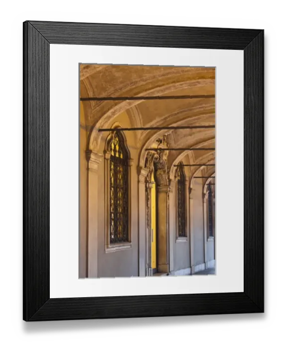 Framed Print : Switzerland, Ticino Canton, Lugano. Building arches