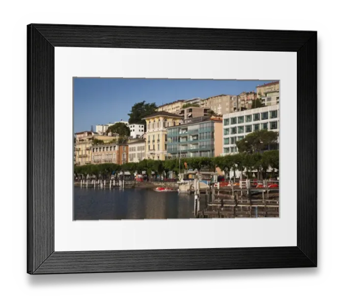 Framed Print : Switzerland, Ticino Canton, Lugano. Lakefront by Riva Vela Framed Print : Switzerland, Ticino Canton, Lugano. Lakefront by Riva Vela