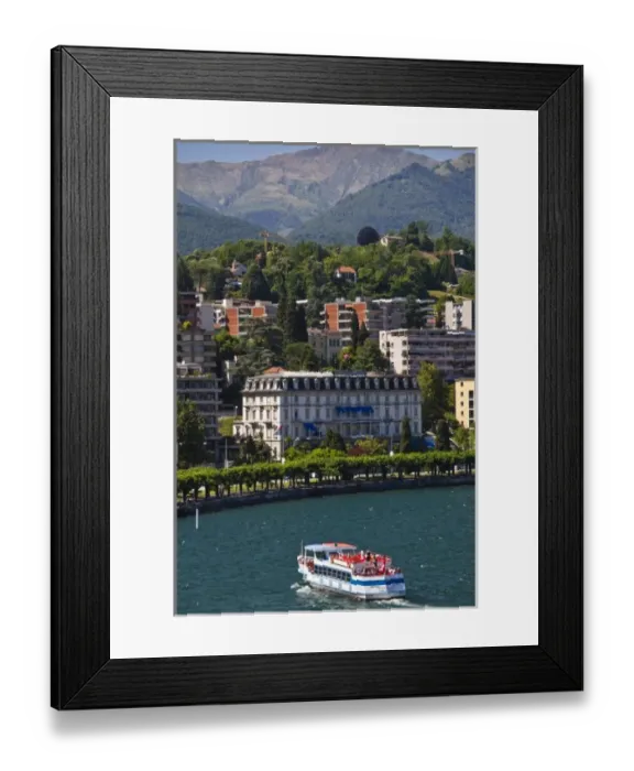 Framed Print : Switzerland, Ticino Canton, Lugano. Lugano lakefront by Riva Caccia