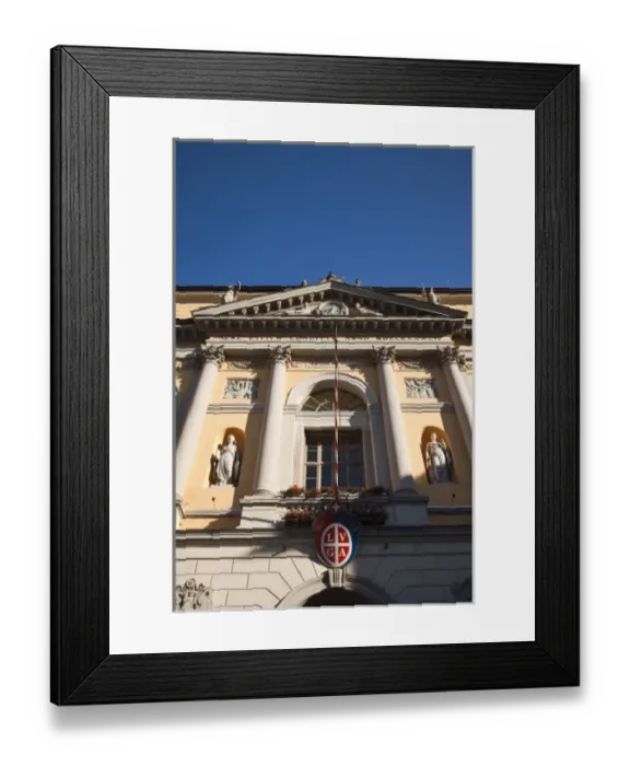 Framed Print : Switzerland, Ticino Canton, Lugano. Piazza della Riforma, town hall Framed Print : Switzerland, Ticino Canton, Lugano. Piazza della Riforma, town hall
