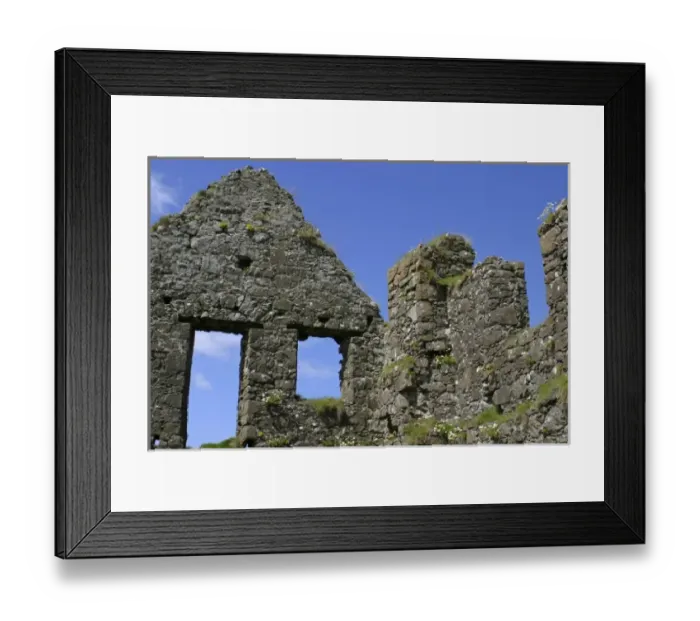 Framed Print : Europe, Ireland, Northern Ireland, Bushmills. Dunluce Castle windows and walls