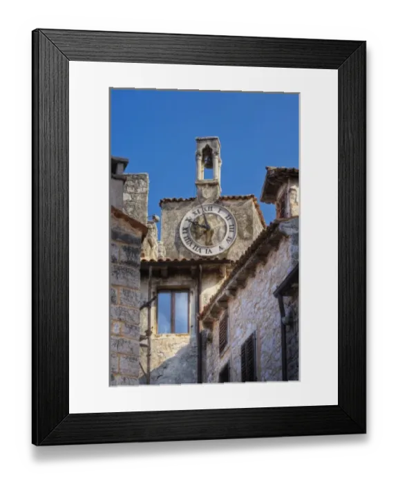 Framed Print : Church tower with clock, Bale, Croatia