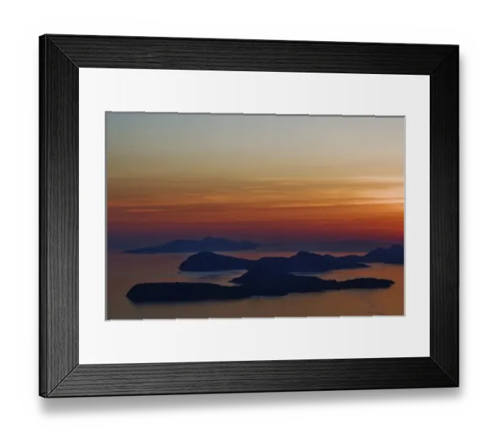 Framed Print : Sunset over islands in the Adriatic Sea off Dubrovnik, Croatia, a UNESCO World Heritage