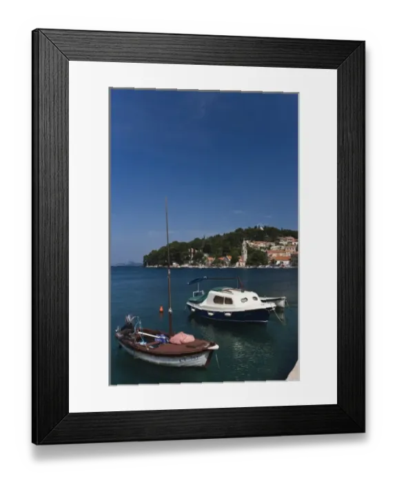 Framed Print : Small boats docked in harbor, Hvar Island, one of the most famous Dalmatian Islands Framed Print : Small boats docked in harbor, Hvar Island, one of the most famous Dalmatian Islands