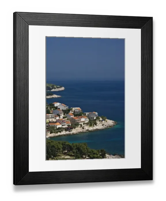 Framed Print : Beautiful coastline of Hvar Island and the Adriatic Sea, Croatia