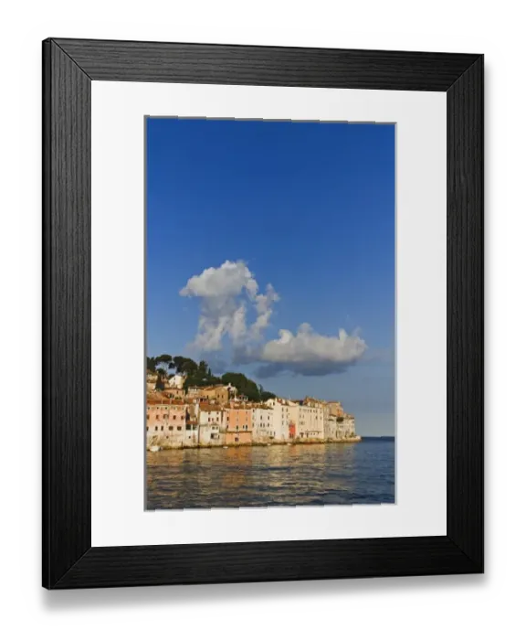 Framed Print : Buildings along the Adriatic Sea reflecting at sunrise, Rovigno, Croatia Framed Print : Buildings along the Adriatic Sea reflecting at sunrise, Rovigno, Croatia