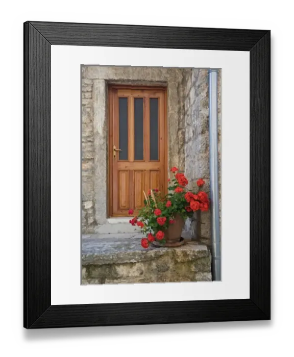 Framed Print : Geranium flowers on porth, Bale, Croatia Framed Print : Geranium flowers on porth, Bale, Croatia