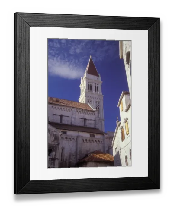 Framed Print : The Cathedral of Saint Lovro dominates the skyline of Trogir, an ancient town along Framed Print : The Cathedral of Saint Lovro dominates the skyline of Trogir, an ancient town along