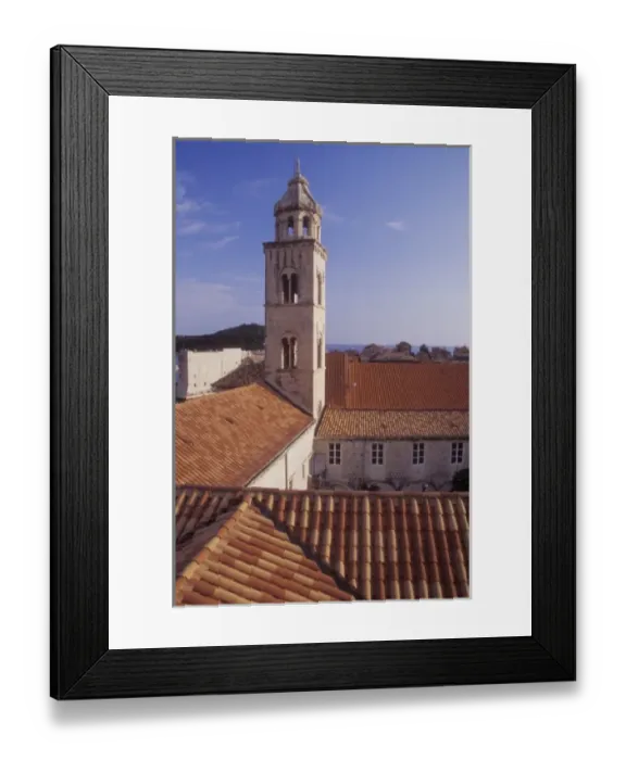Framed Print : Belltower of the Dominican Monastery. Old Town Dubrovnik. Croatia
